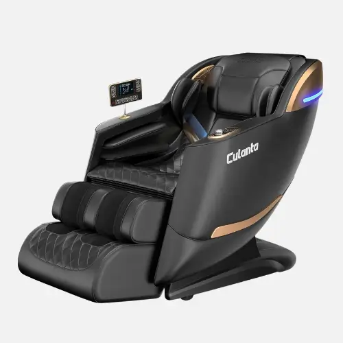Pinterest pin showing the Culanta Leather Massage Chair with luxury features and comfort design.