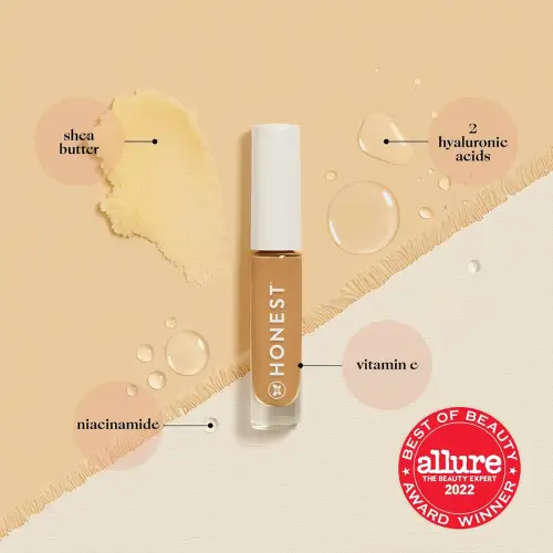 Pinterest pin showcasing Honest Beauty Fresh Flex Concealer, a non-toxic concealer with flexible coverage that hydrates and brightens for a flawless complexion.