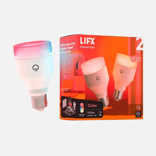 Pinterest pin featuring LIFX Color A19 Smart LED Light Bulbs for customizable and energy-efficient lighting.