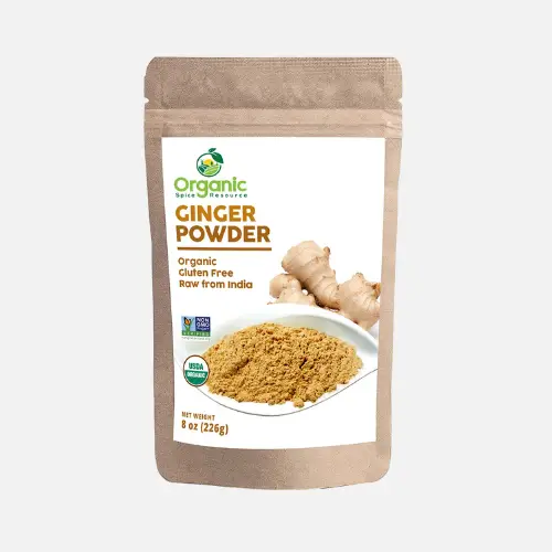 Pinterest pin image featuring Raw & Natural Organic Ginger Powder, rich in anti-inflammatory properties to boost immunity and aid digestion.