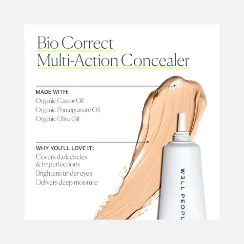 Pinterest pin showcasing W3LL PEOPLE Bio Correct Concealer, a non-toxic concealer offering full coverage and hydration for a flawless, natural look.