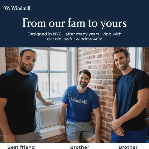 Pinterest pin showcasing Windmill 6000 BTU Smart Window Air Conditioner for stylish and energy-efficient cooling.