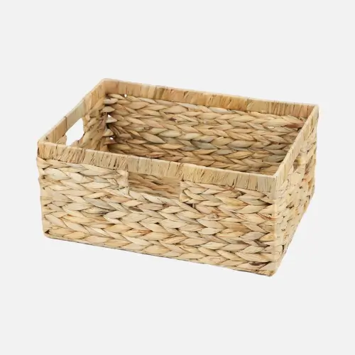 Large wicker basket, perfect for creating a spacious and sturdy gift basket.