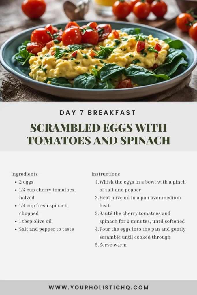 Scrambled Eggs with Tomatoes and Spinach